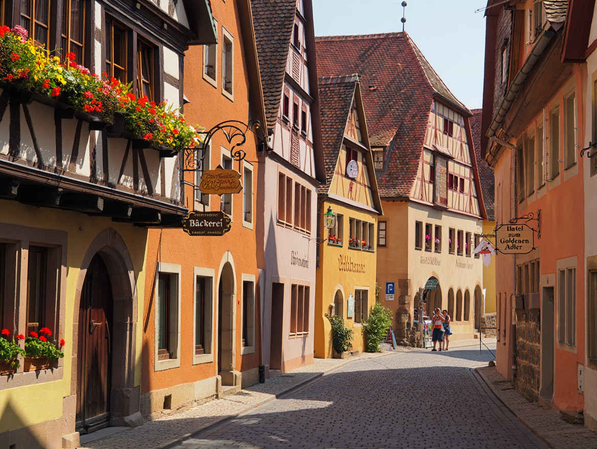 Traditionelle deutsche Fachwerkstadt mit historischer Architektur und gepflasterten Straßen